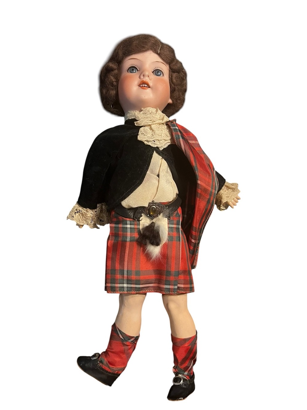Antique 1800-1900 13” Armand Marseille 390 Bisque Jointed Doll Scottish Highland